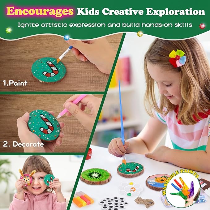 Kids Wood Painting Kit Glow in The Dark - Arts and Crafts for Kids Ages 5-12, Easter Crafts Gifts for Girls Boys Birthday, Art Supplies for 5 6 7 8 9 10 11 12 Year Old