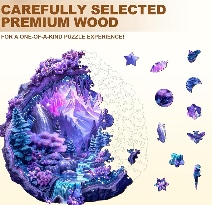 Jigfoxy Wooden Puzzle for Adults, Crystal Jigsaw Puzzles for Adult, Unique Animal Shape Wood Cut Puzzles, Christmas Thanksgiving Gifts for Friends Family (S-8.5 * 8.1in-100pcs)