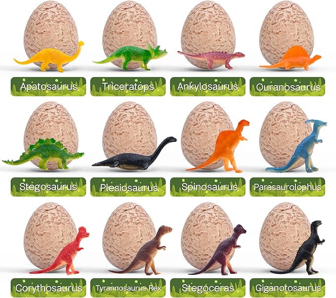 Dinosaur Eggs-Dig a Dozen Dino Egg Kit for Kids - Dinosaur Toys Gift for Boys 3-12 Year Old -12 Dino Eggs Dig Excavation Kit- Stocking Stuffers Science STEM Activities-Party Gifts for Boys & Girls