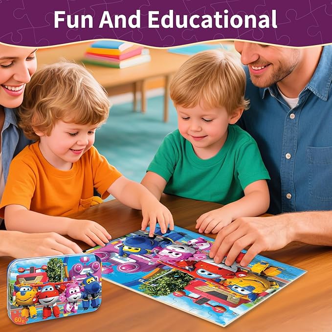 Puzzles for Kids Ages 4-6, 60 Piece Jigsaw Puzzles in Metal Box, Educational Learning Toys for Boys and Girls, Premium Puzzle Games, Kids Puzzles Ages 3-5 Gift