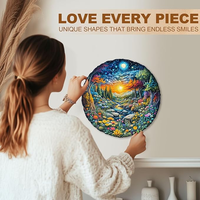 Sun Moon Forest Puzzles Adults Gifts Wooden 200 Pieces 11.4 * 11.4in