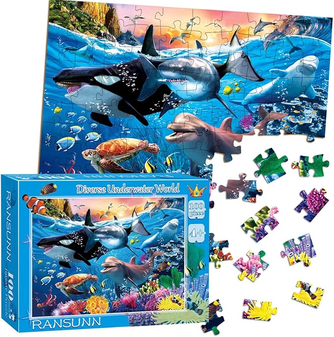 Puzzles for Kids Ages 4-8 Year Old - Underwater World,100 Piece Jigsaw Puzzle for Toddler Children Learning Educational Puzzles Toys for Boys and Girls.