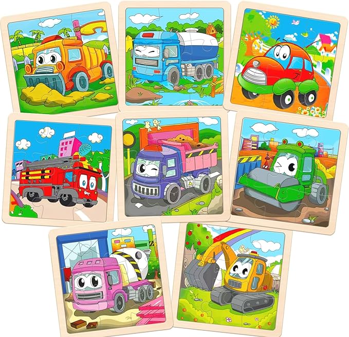 Wooden Puzzles for Toddlers 3-5,9 Pieces Jigsaw Puzzles for Kids Ages 3-5,Construction Vehicle Jigsaw Puzzle Preschool Learning Toy Gift for Boys Girls 3 4 5 Years Old