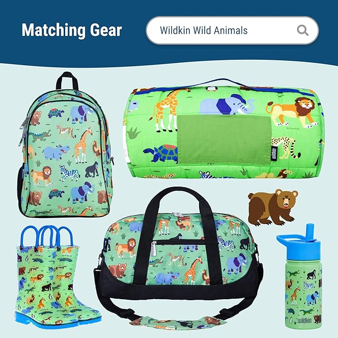 Wildkin Kids Insulated Lunch Box – Durable and Reusable for School & Travel - Wild Animals