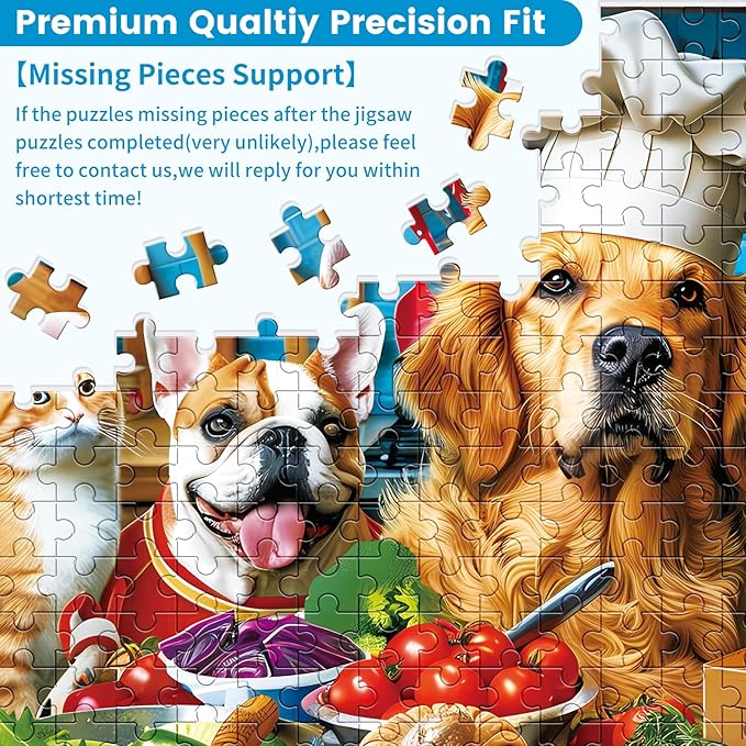 500 Piece Puzzles for Adults, Funny Puppy Animal Jigsaw Puzzles, Food Kitchen Jigsaw Puzzle, Animal Pet Lover Challenging Puzzles for Friends Family Activity Game Nights Gifts, 20.5×15 in