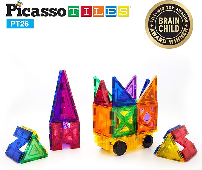 PicassoTiles Building Blocks Inspirational Kit 3D Building Construction Toys Clear Magnetic Stacking Set STEM Playboards Magnet Felt Tiles Novelty Games, Creativity Beyond Imagination