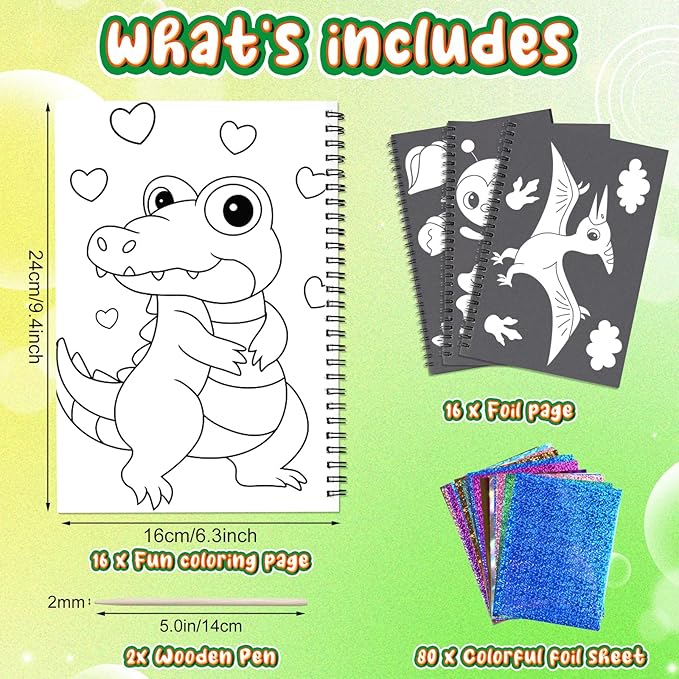 Art & Craft Activity,Foil Craft Animal DIY Art Fun Kits,No Mess Creative Foil Art Kits Set Drawing Game for Kids,Birthday Gifts Crafts Supplies Travel Toys for Girls Boys Ages 4 5 6 7 8 9 Year Old