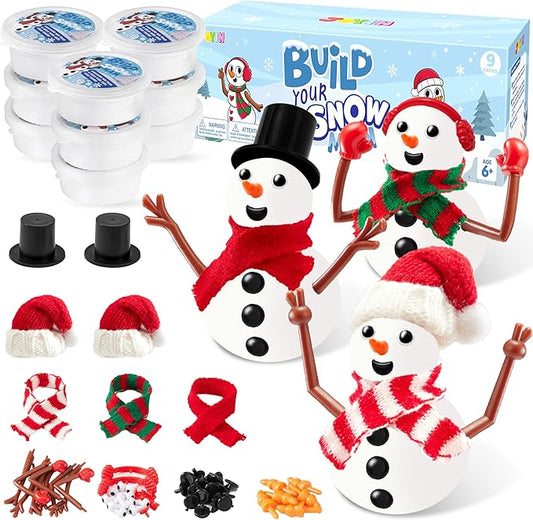 JOYIN Christmas Build a Snowman Craft Kit, 9 Pack Modeling Clay DIY Make a Snowman Kit for Christmas Arts and Craft Activities, Xmas Gift Stocking Stuffers for Kids, School Funny Toy Party Favor