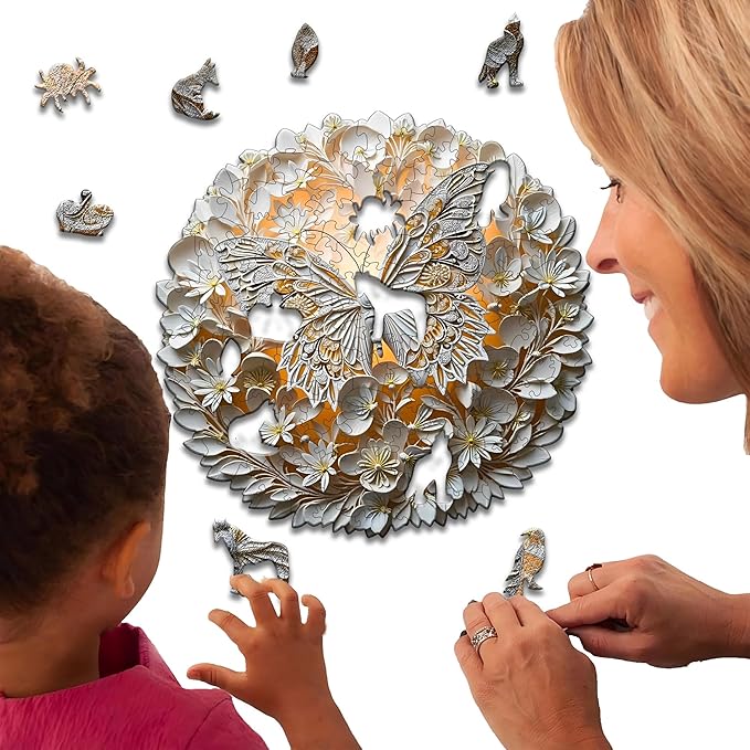 Wooden Puzzles for Adults, Wooden Jigsaw Puzzles for Adults Kids, 3D Butterfly Unique Shaped Wood Puzzles Adult, Creative Birthday Gifts for Friends Family Game(Butterfly, Royal)