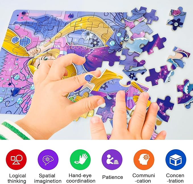 LELEMON Puzzles for Kids Ages 4-8, 60 Piece Puzzles for Kids Ages 3-5,Cool Jigsaw Puzzles in a Metal Box,Educational Learning Puzzle Games Puzzle Toys Gifts for Girls and Boys