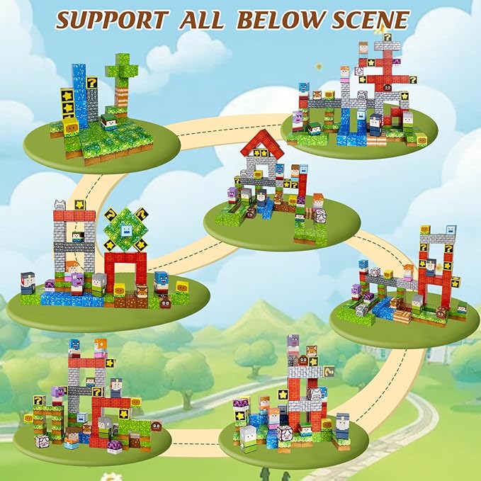 Magnetic Blocks - 110PCS Magnets Building Blocks World Set for Kids Ages 3-5 5-7 8-12, Magnetic Tiles Game Preschool Toys for 3 4 5 6 Year Old Girls Boys Gifts （STEM World）