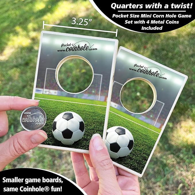 Coinhole Desktop Coin Bouncing Party Game Set | Tabletop Cornhole Board Game | Small Cornhole Travel Game Includes Coins