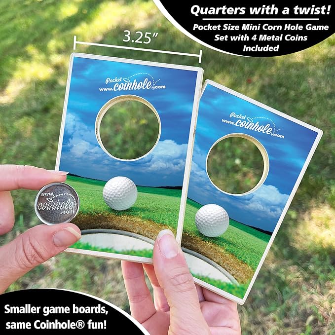 Coinhole Desktop Coin Bouncing Party Game Set | Tabletop Cornhole Board Game | Small Cornhole Travel Game Includes Coins
