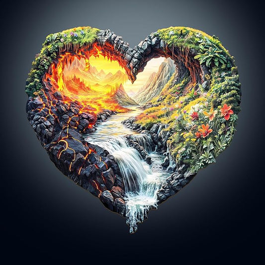 KAAYEE Wooden Puzzles for Adults, 3D Visual Effect Eternal Flow Wooden Jigsaw Puzzle Unique Shape Wood Puzzle Adult, 3D Effect Flat Puzzle Birthday Family Game (M-11.4 * 11.1in-180pcs)