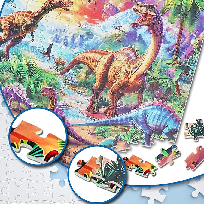 Jigsaw Puzzles for Kids Ages 6-8 8-10-Dinosaur Puzzle 200 Pieces Relax Kids Puzzles Ages 6-8 10-12 -Learning Educational Toys Gift for Boys and Girls Toddler