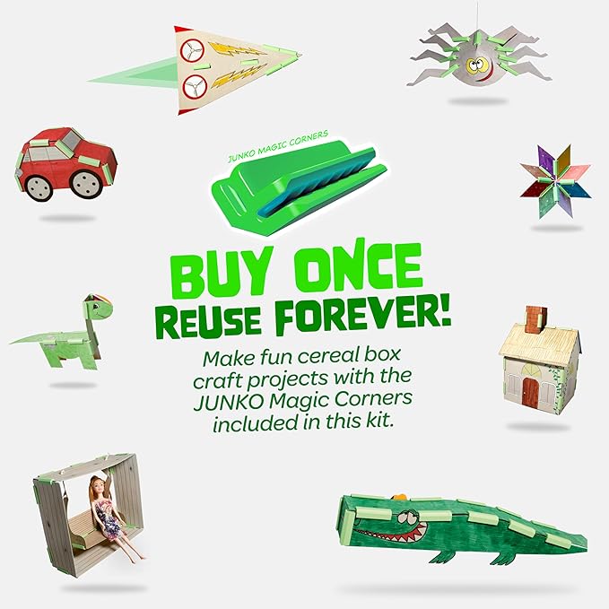 JUNKO Alien Head Kids Craft Kit – Build & Wear Costume for Boys & Girls Ages 6–10 – 200+ Mix & Match Combos – Fun Parent & Child Activity – Recycled & Reusable Craft Set