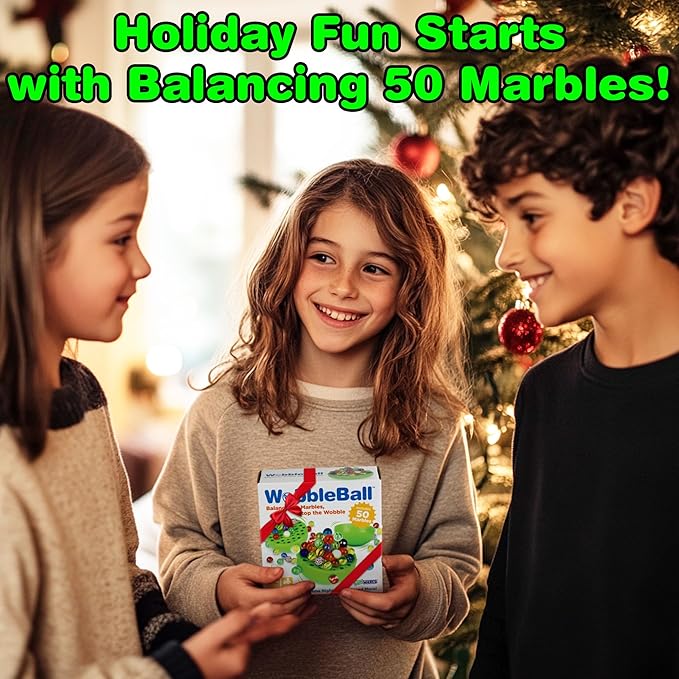 Funwares WobbleBall Marble Balance Game, 50 Marbles Included, Skill & Dexterity Games for Kids & Adults, Family Party Game for 1-4 Players, Ages 6+