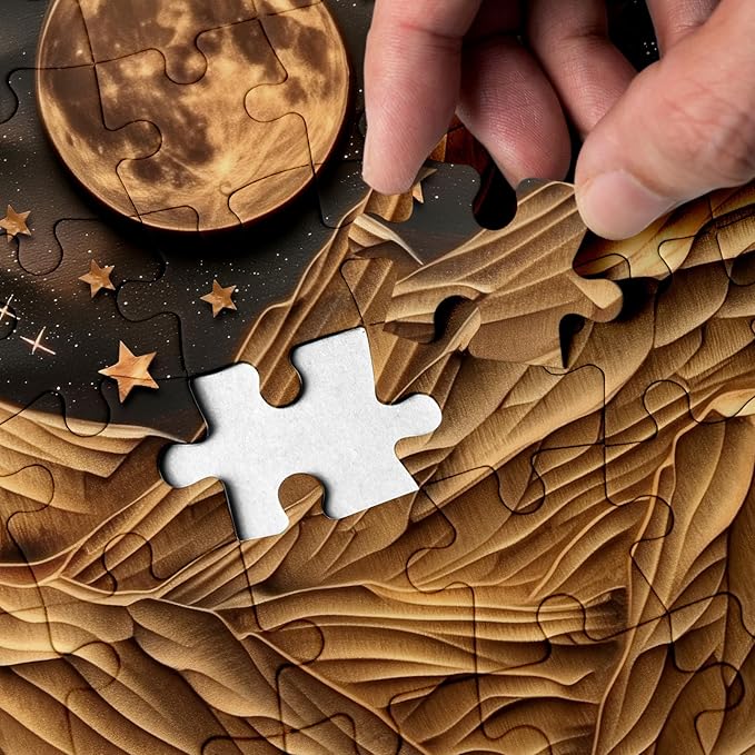 3D Mountain Puzzles for Adults 1000 Pieces, Challenging Forest Nature Puzzle, Art Landscape Tree Moon Jigsaw Puzzles