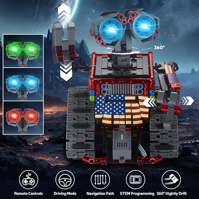 JOJO&Peach Stem Building Toys, Remote & APP Controlled 4 in 1 Wall Robot/Stunt Car/Triangle Robot, STEM Projects Creative Gifts Toys for Boys Girls 6-12 (560 Pieces)