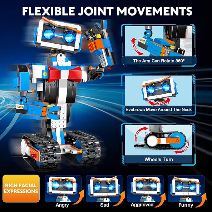 STEM Building Robot Toys for Kids 8-12, Educational Science Build Block Kits, Educational Remote Control Toy with App Control, Birthday Gift Ideas for Boys and Girls