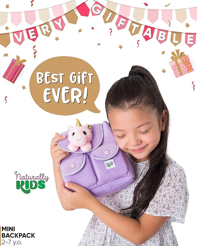Purple Unicorn Mini Backpack for Kids, Mini Backpack for Toddler Girls, Gift for 2 3 4 5 Year Old Girl Boy