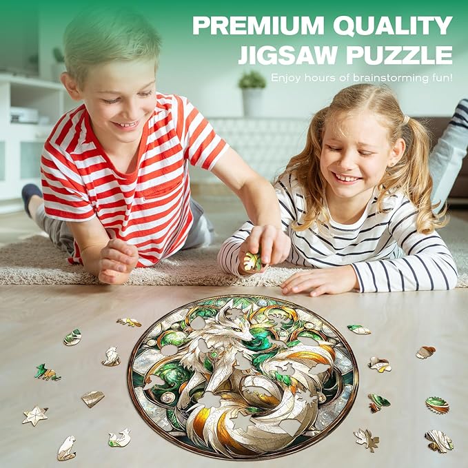 Wooden Puzzles for Adults - Elegant Fox Wooden Jigsaw Puzzle - Unique Animal Shaped Wood Puzzles Adult - Christmas Birthday Gifts for Adults/Friends/Family - 200pcs 11.4 * 11.4in