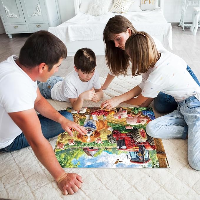 500 Piece Puzzles for Adults,Farm Dog Jigsaw Puzzles 500 Pieces Animals Pig Puzzle for Adults Seniors Premium Cardboard Puzzles Challenging Game Home Decor Birthday Party Gift