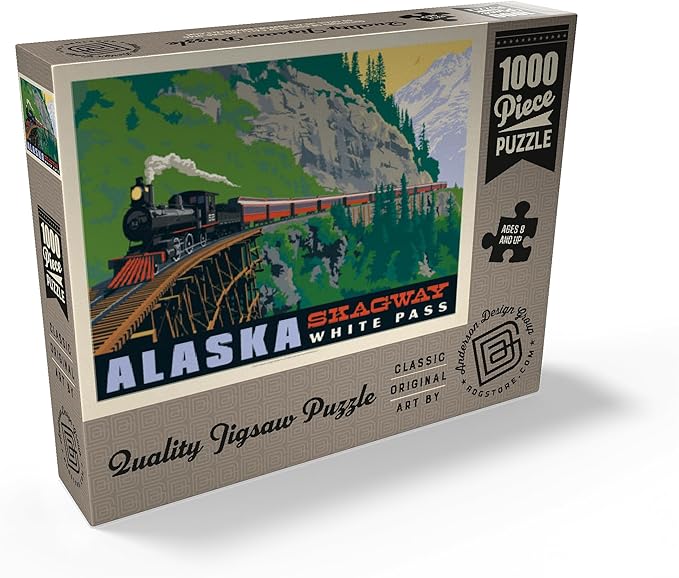 MyPuzzle Alaska: Skagway, Vintage Poster - Premium 1000 Piece Jigsaw Puzzle for Adults