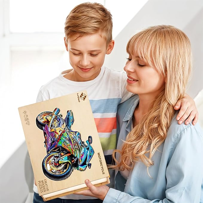 Wooden Puzzles for Adults, Wooden Jigsaw Puzzles for Adults Kids, Motorcycle Wooden Puzzle Unique Shaped Wood Puzzles Adult, Creative Birthday Gifts for Friends Family Game (13.4 * 12.5in 275pcs)