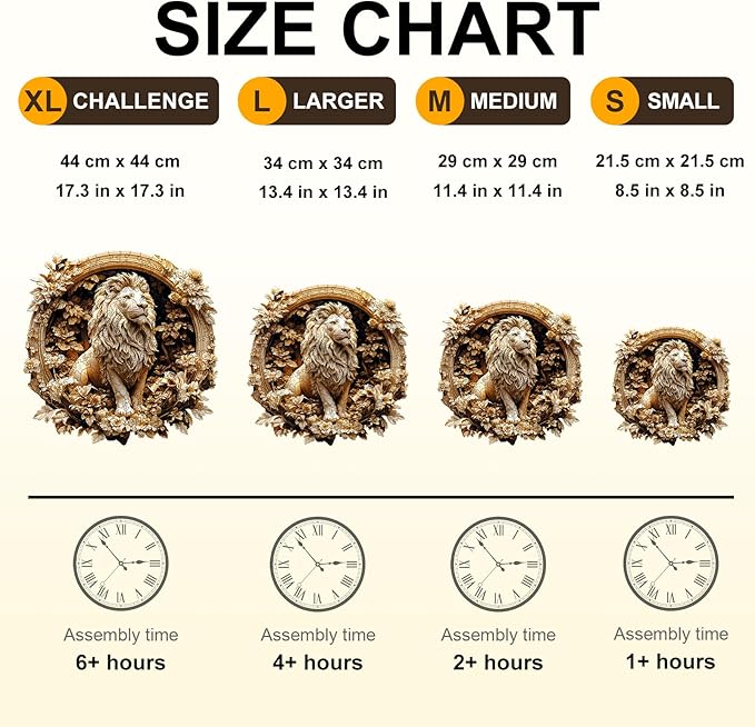 Wooden Puzzles for Adults, Forest Lion Wooden Jigsaw Puzzle 3D Visual Effect Unique Shape Animal Wood Puzzles Adult, Birthday Gifts for Puzzle Lovers Family Games (M-11.4 * 11.4in-200pcs)