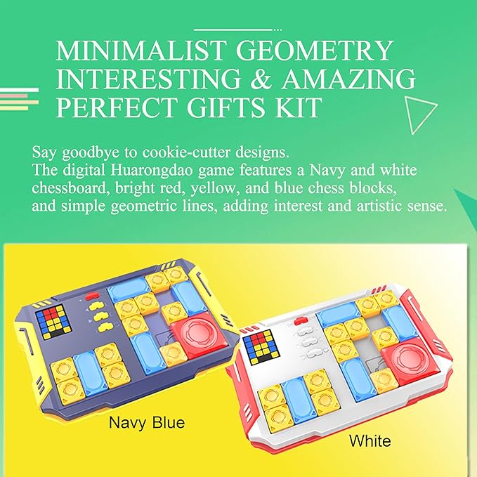 Super Slide Puzzle: Over 500 High-Level IQ Challenges, Exciting Educational Brain Teaser for Kids & Teens, Quality-Made, Great Travel & Gift Option (Navy/Yellow/Red/Blue)