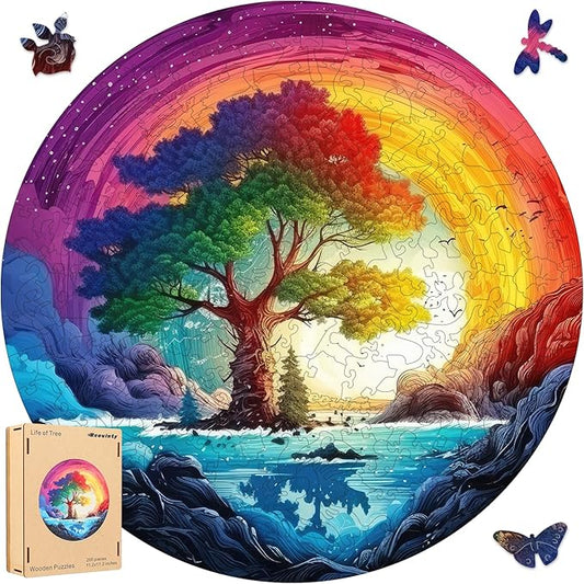 Puzzles for Adults 200 Pieces, Life Tree Rainbow Waterfall Jigsaw Puzzles, Unique Shape Adult Puzzles, Irregular Puzzle Creative Gift for Adults(11.2 * 11.2 in)