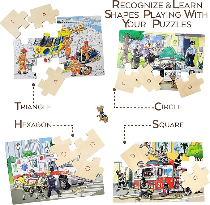 4-in-1 Wooden Puzzles for Boys 48 PCs Puzzles for Kids Ages 4-6 Great Gift for Boys,Car Puzzles for Kids Ages 4-8, Wood Puzzles for Kids Ages 3-5 Jigsaw Puzzle Box, Summer Activity Outside