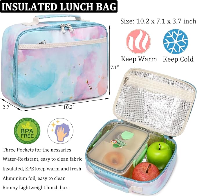 JIANYA Girls Backpack for School, Kids Elementary School Backpacks Water Resistant Pink Cow Print Backpack for Girls with Lunch Box