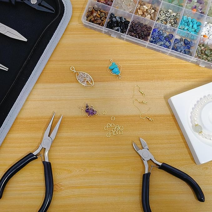 Giwaelro Jewelry Making Kit for Adults, Jewelry Making Supplies with Pliers, Wires, Findings, Necklace Chains, Magnifier and Storage Bag