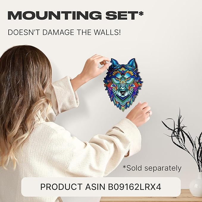 UNIDRAGON Wooden Puzzles for Adults Unique Jigsaw Puzzles - Small Majestic Wolf Small 6.7" х9.5 99 PCS Deko with Cut 0.03 mm Wood Accuracy Animal