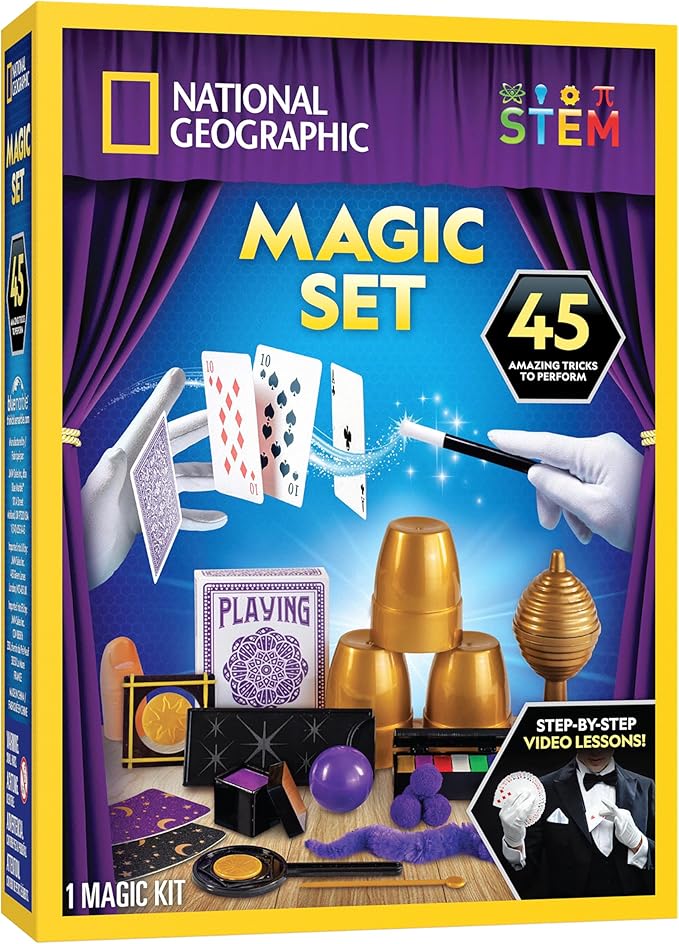 Blue Marble National Geographic Kids Magic Set - 45 Magic Tricks for Kids to Perform with Step-by-Step Video Instructions for Each Trick Provided by a Professional Magician, Toys for Boys and Girls