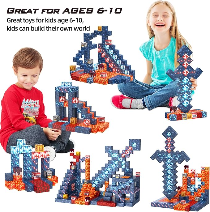 Magnetic Blocks Building Toys Gifts Construction Toys for 3 4 5 6 7 8 Year Old Boys & Girls, STEM Montessori Sensory Creative Kids Toys