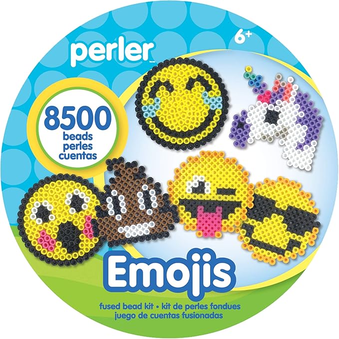 Perler Beads Emoji Bucket 8500pc, 6.5''L x 6.5''W x 6''H
