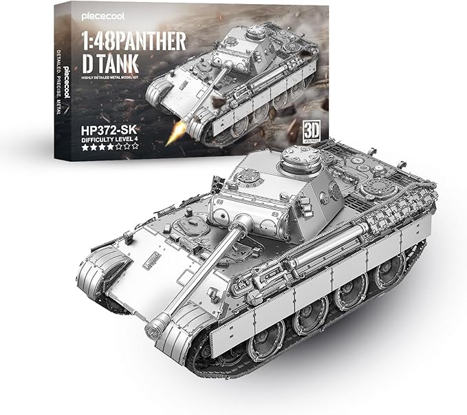 Piececool 3D Puzzles for Adults, German Panther D Tank Model Kits Building (1:48 Scale), Military Model 3D Puzzle Kit for Teen Birthday Gifts - 413 Pcs