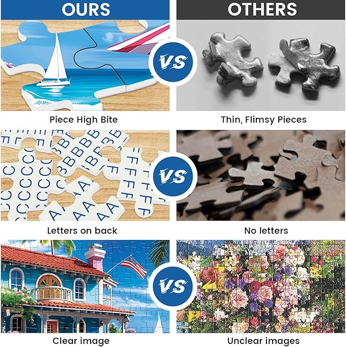 300 Pieces Puzzle for Adults | Beach House Puzzle | Recycled Cardboard Large Piece Jigsaw Puzzles 300 Pieces | Challenging Game Home Decor Birthday Party Gift Toy for Adults Kids Seniors 20.5*15 inch