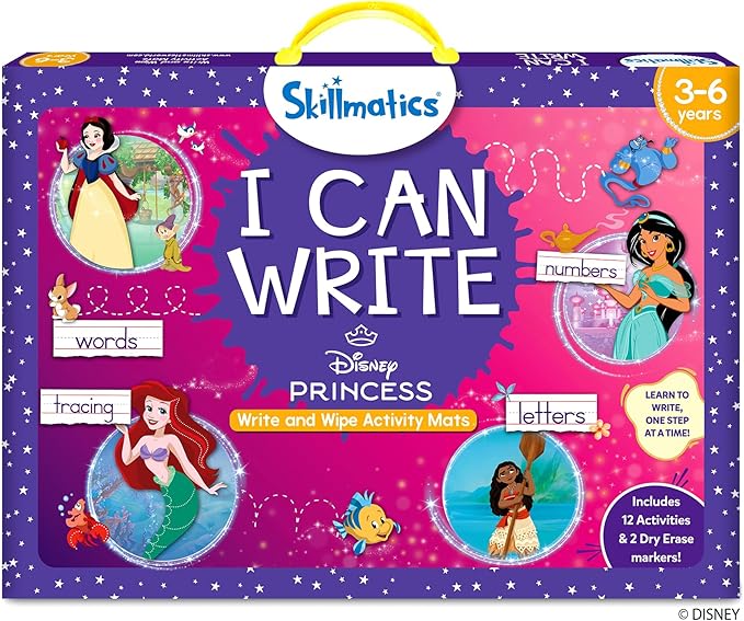 Skillmatics I Can Write Disney Princess - Reusable Preschool Learning Activities, Educational Toy and Game, Back to School Supplies, Gifts for Students, Kids, Toddlers Ages 3, 4, 5, 6