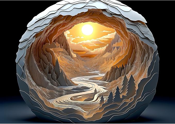 Blueforest Magic Eye 3D Puzzle - 1000 Piece Jigsaw Puzzle for Adults - Dawn Cave Autostereoscopy Challenge, No Glasses Needed(27.5x19.7 Inch)