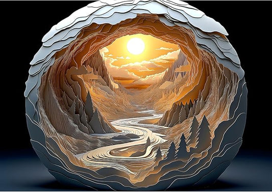 Blueforest Magic Eye 3D Puzzle - 1000 Piece Jigsaw Puzzle for Adults - Dawn Cave Autostereoscopy Challenge, No Glasses Needed(27.5x19.7 Inch)