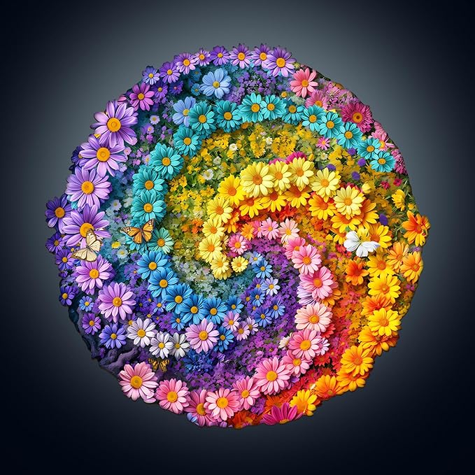 WOODBESTS Wooden Puzzles for Adults-Sea of Flowers, 255 Pieces Wood Puzzle (L-13.4 * 13.4in), Premium Art Shape Wooden Animal Jigsaw Puzzles, for Men/Women & Family Game Night