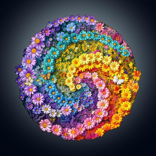 WOODBESTS Wooden Puzzles for Adults-Sea of Flowers, 255 Pieces Wood Puzzle (L-13.4 * 13.4in), Premium Art Shape Wooden Animal Jigsaw Puzzles, for Men/Women & Family Game Night