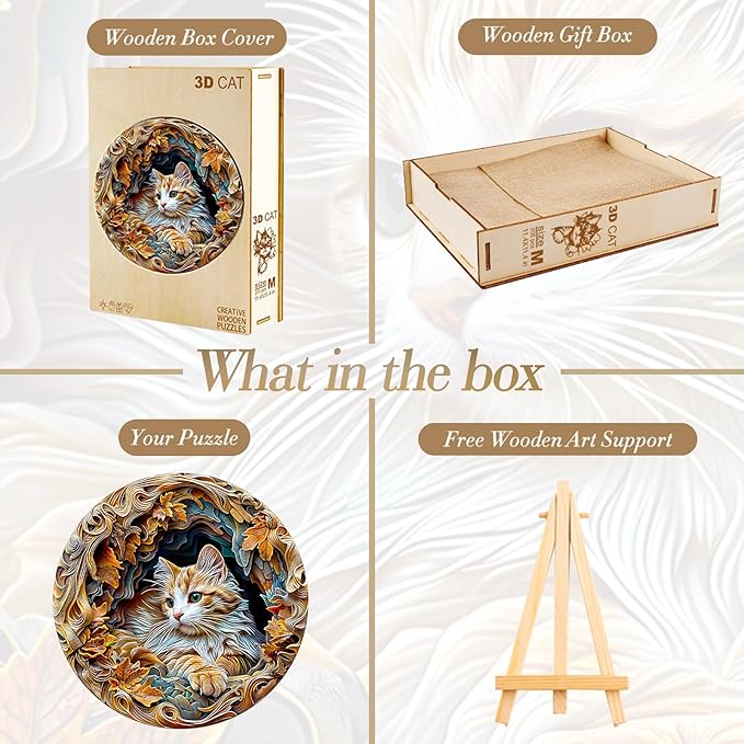 Wooden Puzzle for Adults-3D Vision Effect Cat Wooden Puzzle Unique Shape Advanced Wooden Jigsaw Puzzle for Adult, Wood Puzzles,Challenge Wooden Jigsaw Puzzle (200pcs)