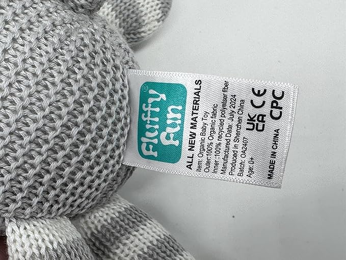 Organic Baby Toys Grey Bunny Rabbit Stuffed Animal 7.1"