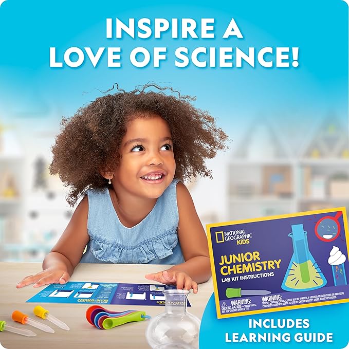 National Geographic Kids Junior Chemistry Set - Complete Early Learning Lab Kit with 50 Science Experiments and 20+ Lab Tools for Kids Aged 4-6