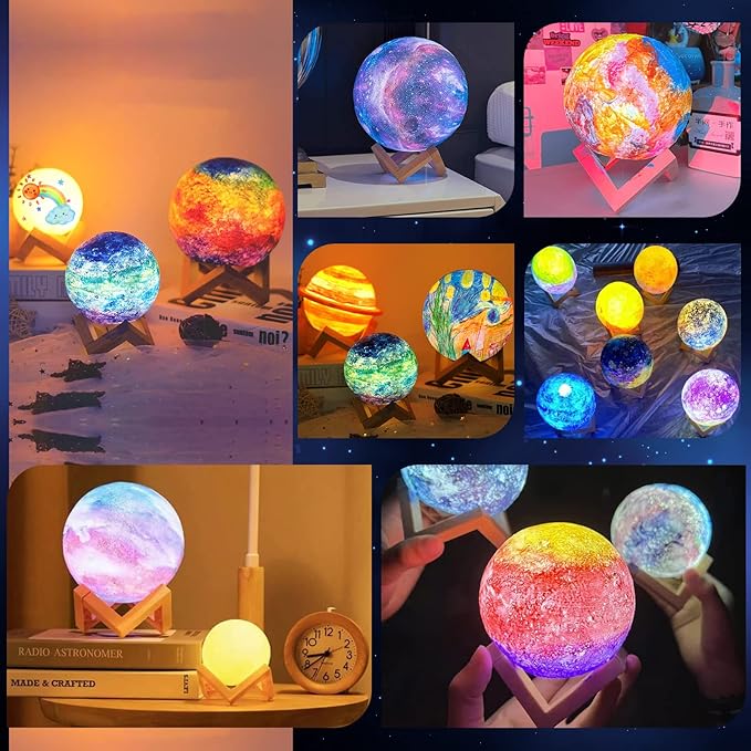 Minleway 16 Colors Rechargeable Paint Your Own Moon Lamp Kit, DIY Night Light Arts & Crafts Kit Gift for Kids, Women,Teen Girls Boy Birthday Ages 5 6 7 8 9 10 11 12 Christmas Gifts Home Décor